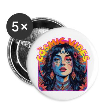 EDM Kandi Cosmic Vibes Trance Rave Festival - Buttons small 1''/25 mm (5-pack) - white - Front