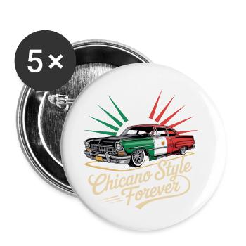 Chicano Forever Mexiko Pride - Buttons klein 25 mm (5er Pack) - Weiß - Vorne