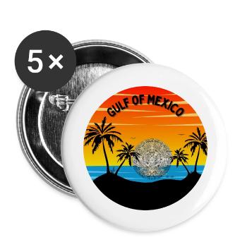 Gulf of Mexico Sunset Palm - Buttons small 1''/25 mm (5-pack) - white - Front