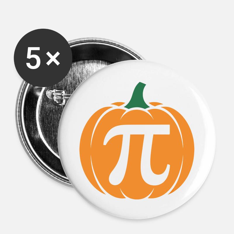 Pi Pumpkin Halloween Tee - Buttons small 1''/25 mm (5-pack) - white