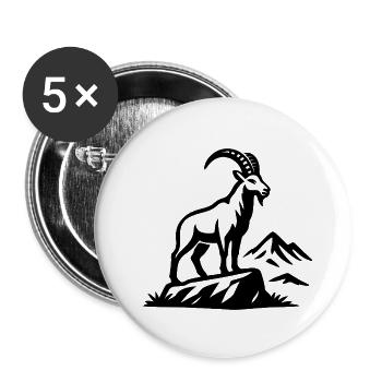 Alpiner Steinbock Silhouette auf Felsen - Buttons klein 25 mm (5er Pack) - Weiß - Vorne