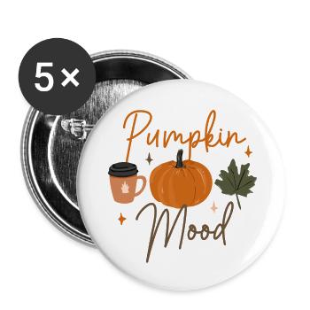 Autumn Pumpkin Mood Coffee Tee - Buttons small 1''/25 mm (5-pack) - white - Front