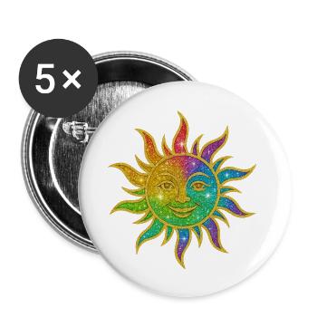 Rainbow Sun Glitter Star - Buttons small 1''/25 mm (5-pack) - white - Front