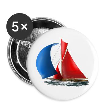 Segelboot - Buttons klein 25 mm (5er Pack) - Weiß - Vorne