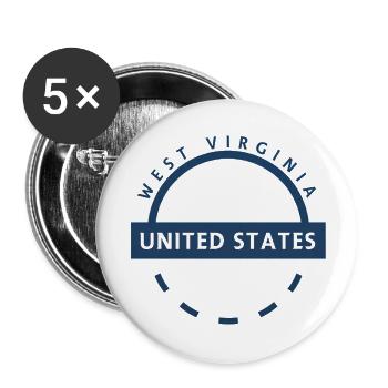 Wappen des Bundesstaates West Virginia - Buttons klein 25 mm (5er Pack) - Weiß - Vorne
