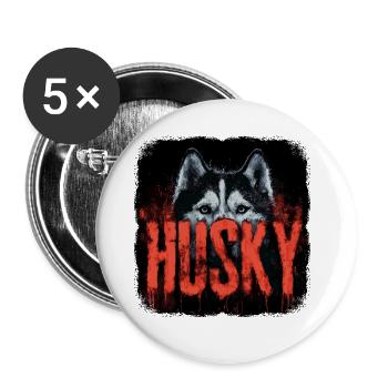 Chien husky – Hunde Portrait Design - Lot de 5 petits badges (25 mm) - blanc - Devant