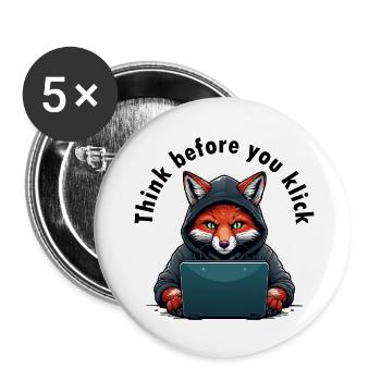 Denk nach bevor du klickst - Cyber Sicherheit - Buttons klein 25 mm (5er Pack) - Weiß - Vorne