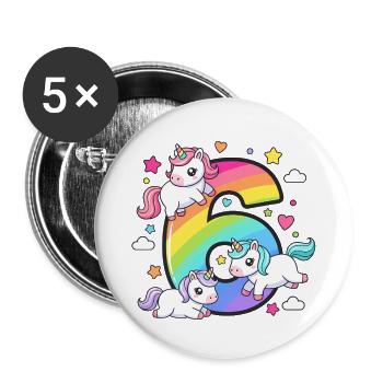 Unicorns and rainbows for children - Buttons small 1''/25 mm (5-pack) - white - Front