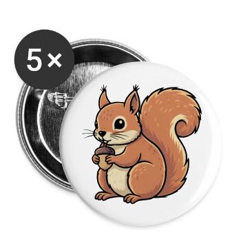 Écureuil - Lot de 5 petits badges (25 mm) - blanc - Devant