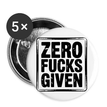 Zero Fucks Given T-shirt audacieux - Lot de 5 petits badges (25 mm) - blanc - Devant