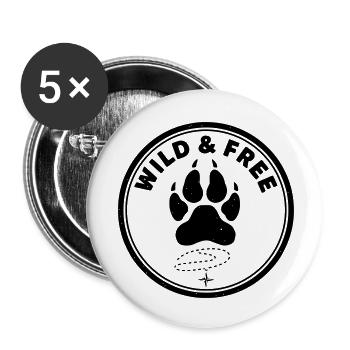 Wild & Free - Buttons small 1''/25 mm (5-pack) - white - Front