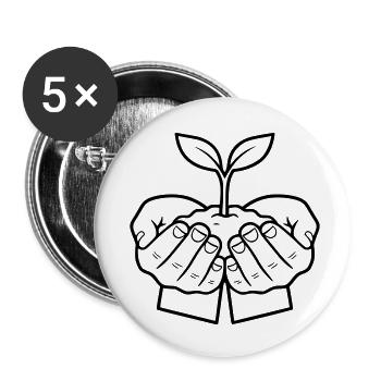 Plant in Hands | Growth & Hope - Buttons small 1''/25 mm (5-pack) - white - Front