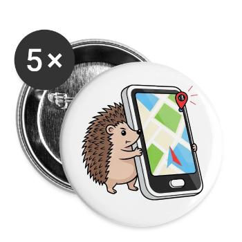 drôle hérisson smartphone gps urbaniste géocaching - Lot de 5 petits badges (25 mm) - blanc - Devant