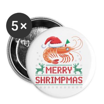 Merry Shrimpmas Ugly Christmas - Buttons klein 25 mm (5er Pack) - Weiß - Vorne