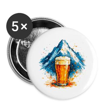Bier im Berggipfel Aquarell - Buttons klein 25 mm (5er Pack) - Weiß - Vorne