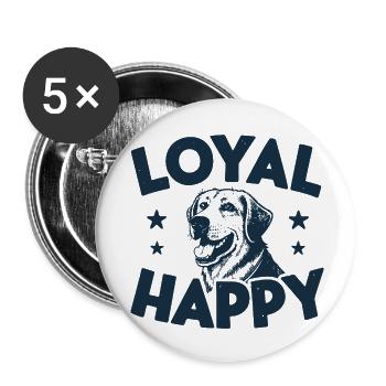 Loyal and Joyful Doggie - Buttons small 1''/25 mm (5-pack) - white - Front