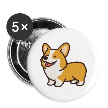 corgi - Lot de 5 petits badges (25 mm) - blanc - Devant