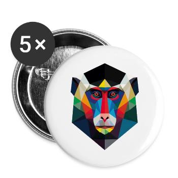 Geometrischer Affenkopf Kunstdruck - Buttons klein 25 mm (5er Pack) - Weiß - Vorne