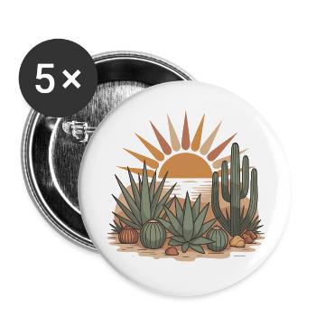 Boho Natur Kakteen - Buttons klein 25 mm (5er Pack) - Weiß - Vorne