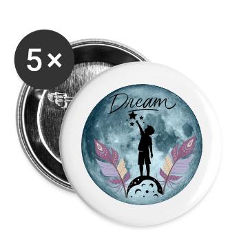 Rêve – Atteindre les étoiles - Lot de 5 petits badges (25 mm) - blanc - Devant