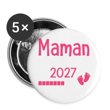 Mom in 2027 mom-to-be gift - Buttons small 1''/25 mm (5-pack) - white - Front