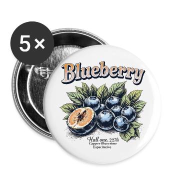 Vintage Blaubeeren - Buttons klein 25 mm (5er Pack) - Weiß - Vorne