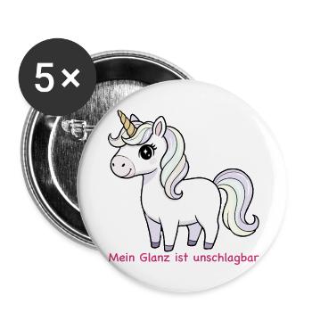 Pastell Einhorn Glanz - Buttons klein 25 mm (5er Pack) - Weiß - Vorne