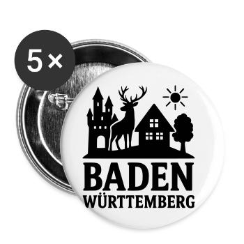 Baden Württemberg Bundesland Wahrzeichen - Buttons klein 25 mm (5er Pack) - Weiß - Vorne
