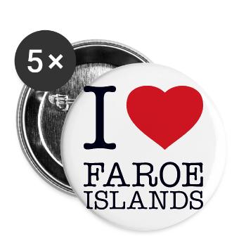 i love Faroe Islands - Buttons small 1''/25 mm (5-pack) - white - Front
