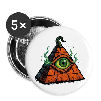 Pyramide d’Halloween – L’œil de la terreur - Lot de 5 petits badges (25 mm) - blanc - Devant