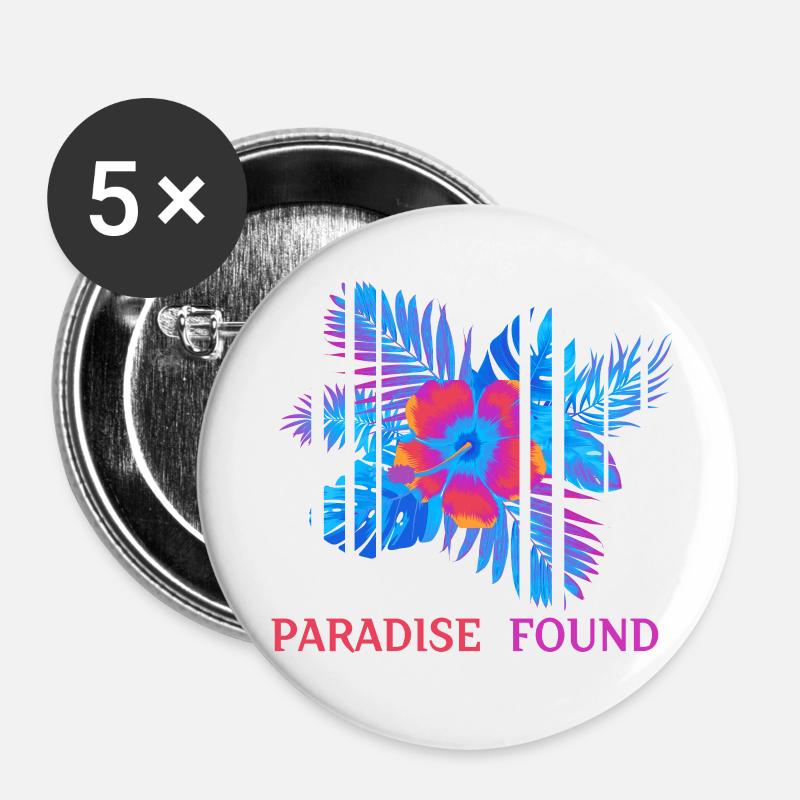Hibiscus Neon Paradise Found - Buttons small 1''/25 mm (5-pack) - white
