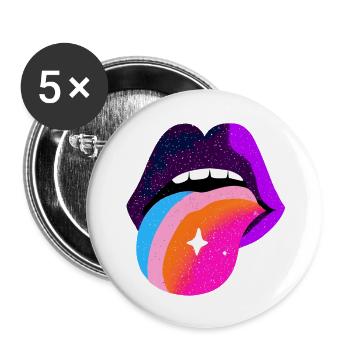 Lèvres de langue arc-en-ciel cosmique - Lot de 5 petits badges (25 mm) - blanc - Devant
