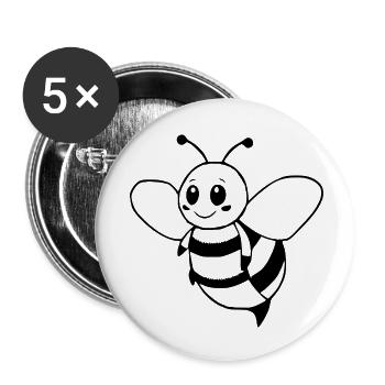 Biene Bienchen Imker  - Buttons klein 25 mm (5er Pack) - Weiß - Vorne
