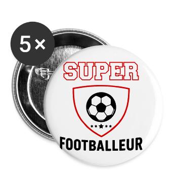 Super footballer, father's day, christmas - Buttons small 1''/25 mm (5-pack) - white - Front
