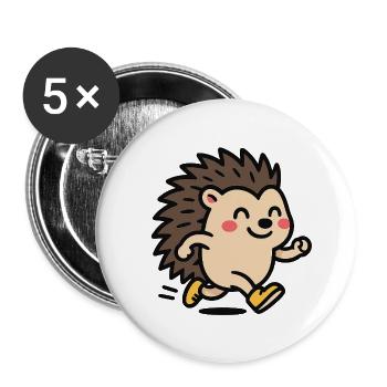 Hérisson Sprinter Mascotte mignonne - Lot de 5 petits badges (25 mm) - blanc - Devant