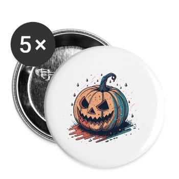 Citrouille Neon Halloween JackoLantern - Lot de 5 petits badges (25 mm) - blanc - Devant