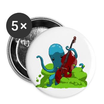 Octopus plays bass - Buttons small 1''/25 mm (5-pack) - white - Front