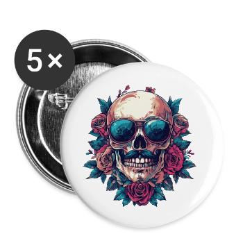 Skeleton Colorful - Buttons small 1''/25 mm (5-pack) - white - Front