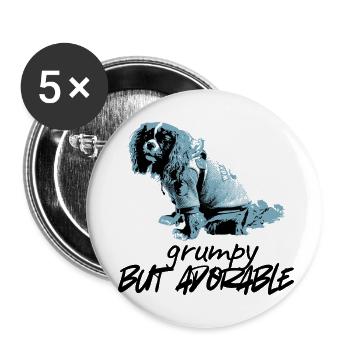 Blaues Hundeporträt im Stencil-Stil - Buttons klein 25 mm (5er Pack) - Weiß - Vorne