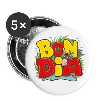 Bon Dia Catalogne Salutation Fierté Catalane - Lot de 5 petits badges (25 mm) - blanc - Devant