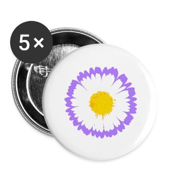 Lila Daisy Bloom mit gelbem Kern - Buttons klein 25 mm (5er Pack) - Weiß - Vorne