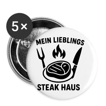 steakhouse steak food - Buttons small 1''/25 mm (5-pack) - white - Front
