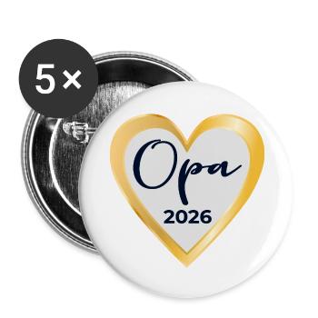 BABY MESSAGE GRANDPA 2026 HEART - Buttons small 1''/25 mm (5-pack) - white - Front