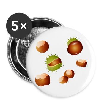 Herbstliche Kastanien – Naturmotiv mit Charme - Buttons klein 25 mm (5er Pack) - Weiß - Vorne