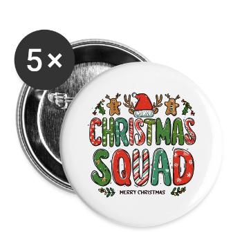 Escouade de Noël - Lot de 5 petits badges (25 mm) - blanc - Devant