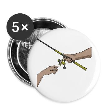 Chemise de papa pêcheur – Pêcheur drôle et fier - Lot de 5 petits badges (25 mm) - blanc - Devant