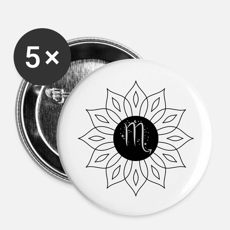 Skorpion Stellé Sternzeichen - Buttons klein 25 mm (5er Pack) - Weiß
