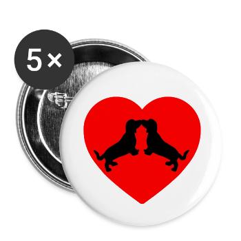 Dackel - Buttons klein 25 mm (5er Pack) - Weiß - Vorne