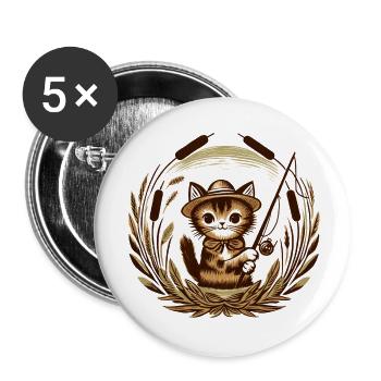 Whiskered Angler Cat - Buttons small 1''/25 mm (5-pack) - white - Front