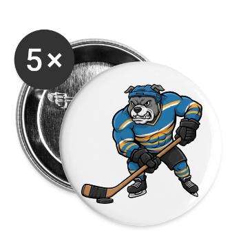 Cooler Pitbull mit Hockeyspieler Eishockey Spaß - Buttons klein 25 mm (5er Pack) - Weiß - Vorne
